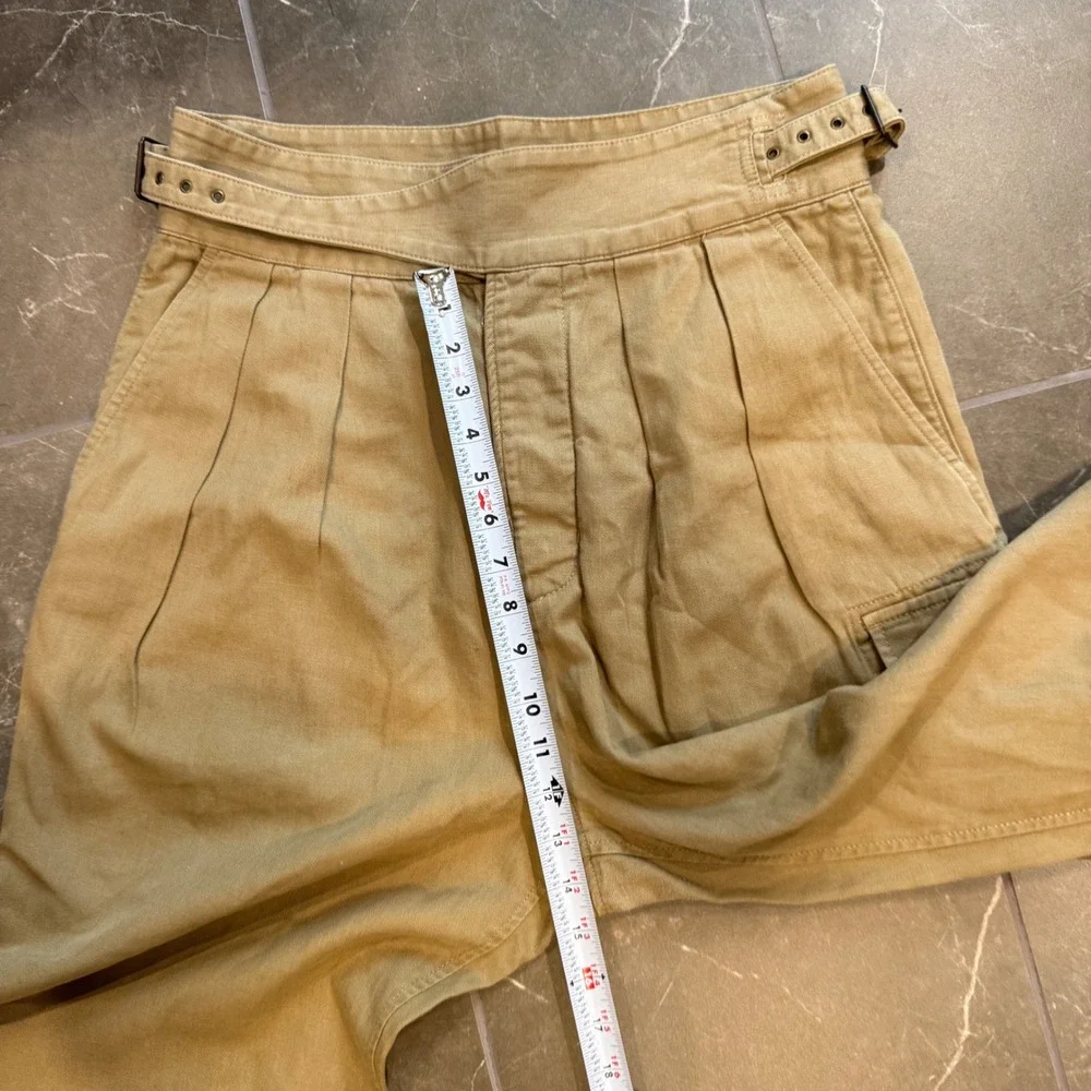 Banana Republic Explorer Cargo Pants Tan Pleated High Waist Linen Blend 10